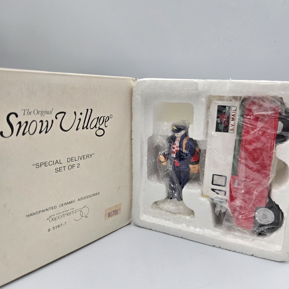 Dept 56 Snow Village SPECIAL DELIVERY 51977 Usps SV Mail Truck & Mailman Set New